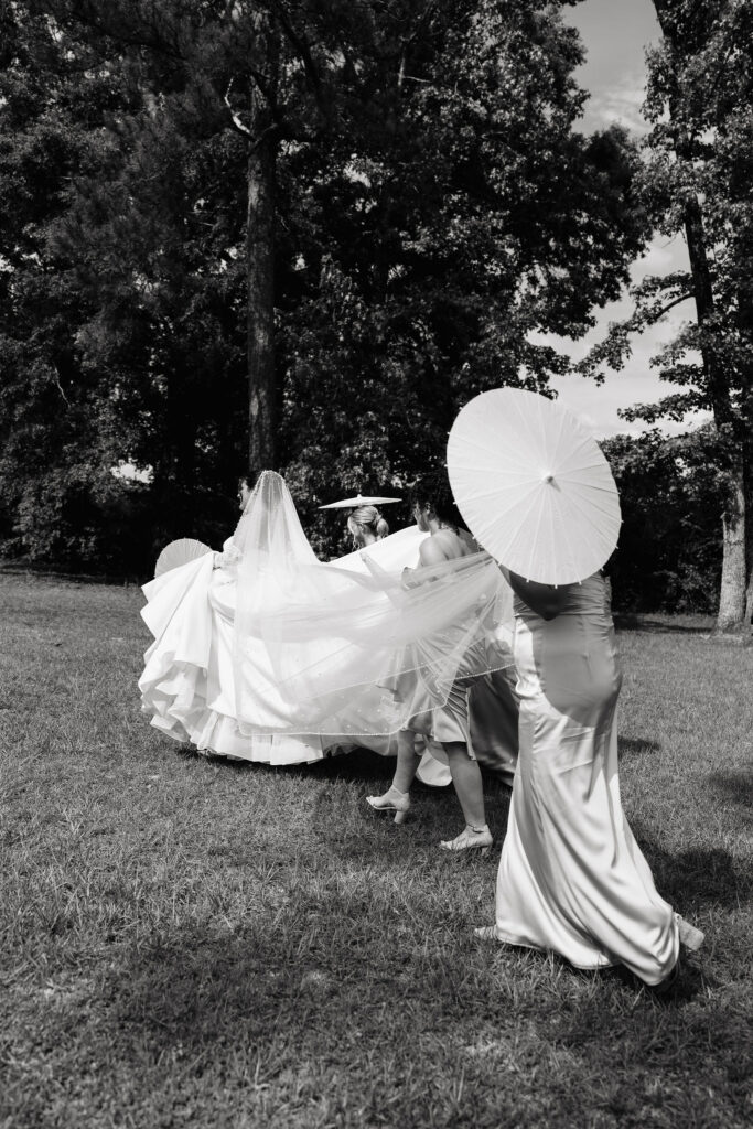 documentary bridesmaids black and white wedding photo