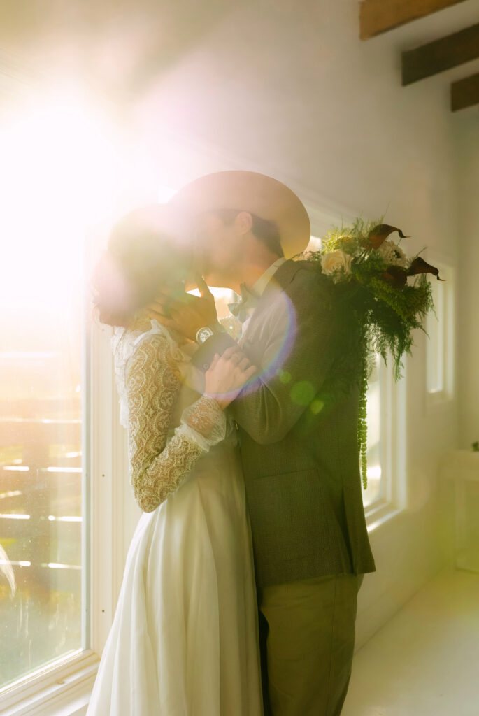 Romantic fall wedding portraits at The Colonial At Sunset, a western wedding venue in Central Florida.